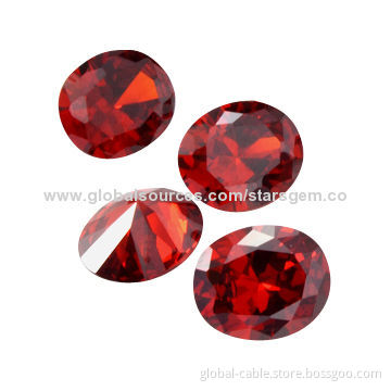 Oval Shape Garnet Color CZ Gemstones, Various Size and ShapeNew